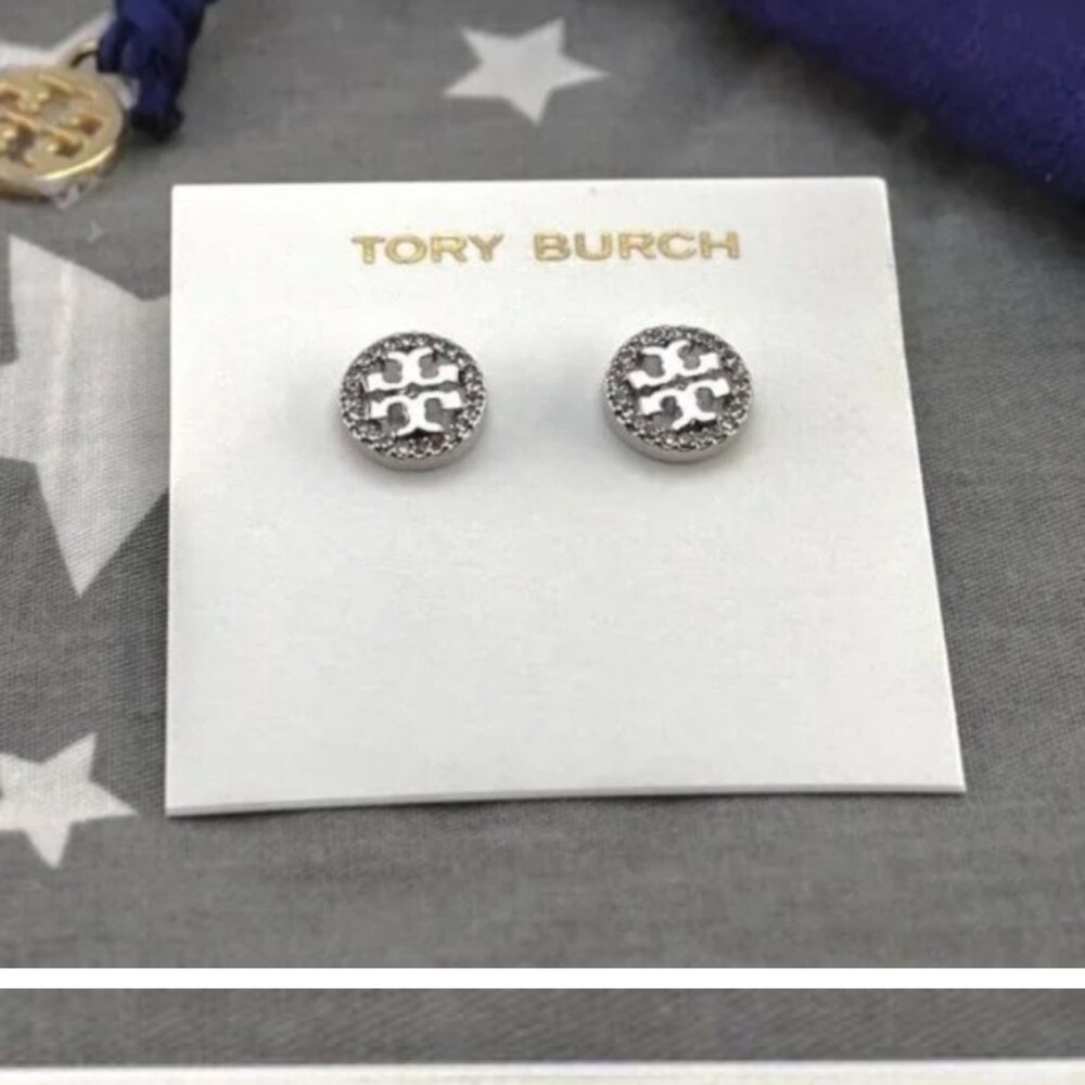 Tory Burch miller pave Logo Circle Earrings